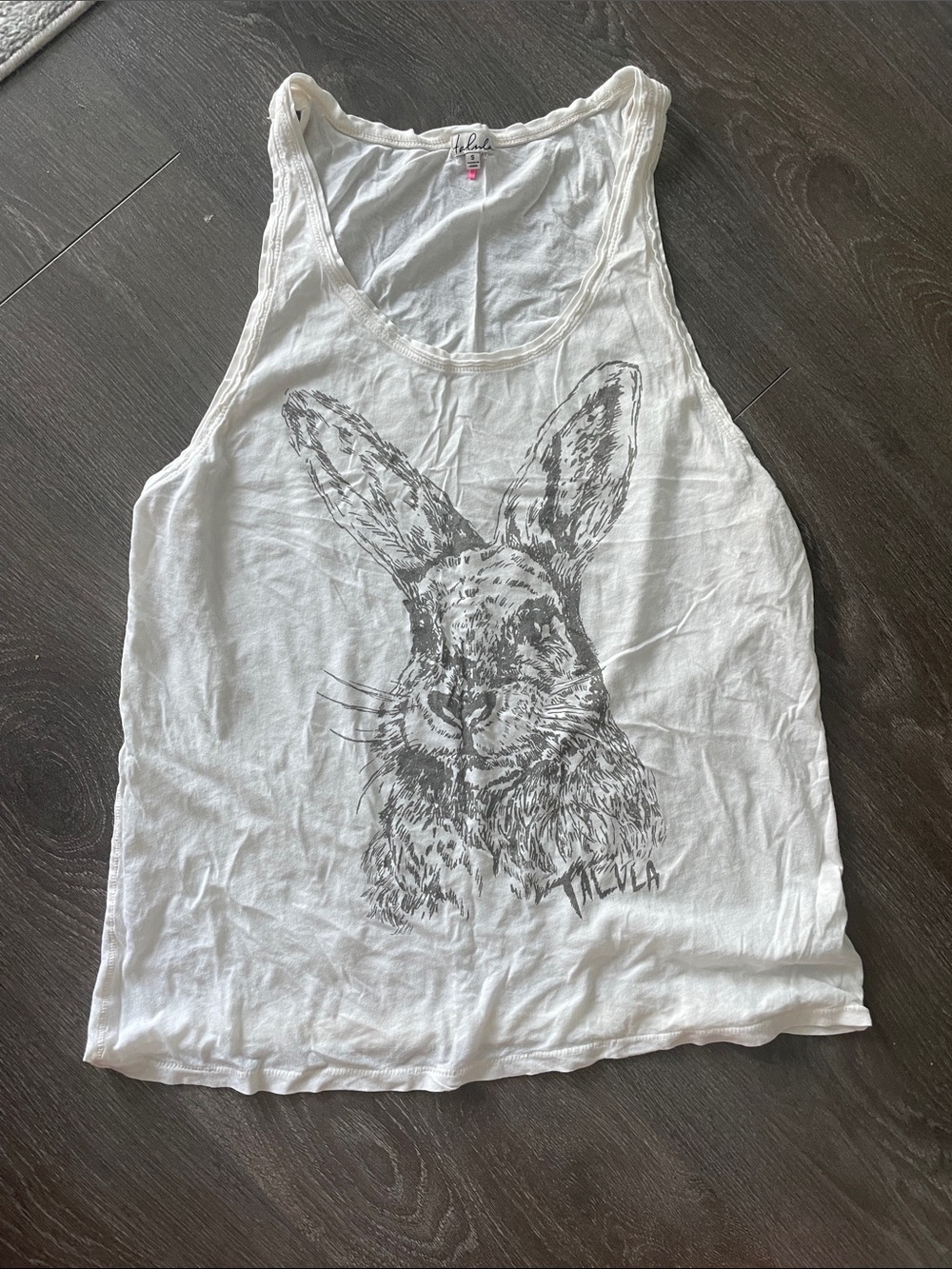 White Tank with Gray Bunny Sketch